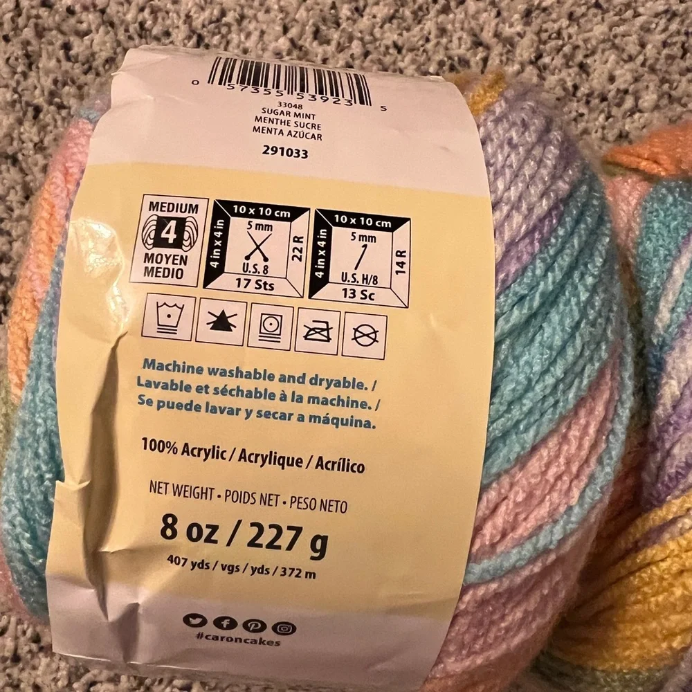 Caron Cinnamon Swirl Cakes Multicolor Yarn - 2 Pack sugar mint - Picture 8 of 11